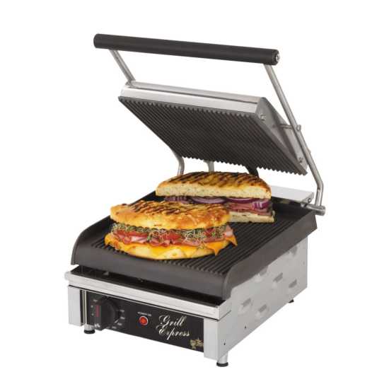 Star Grill Express GX10IG 10"x10" Grooved Plate Sandwich Grill  - IG