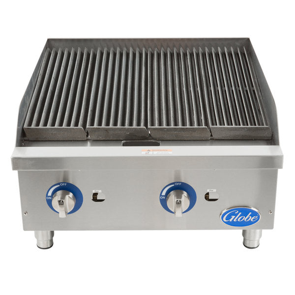 Globe GCB24G-RK 24" Gas Lava Rock Charbroiler