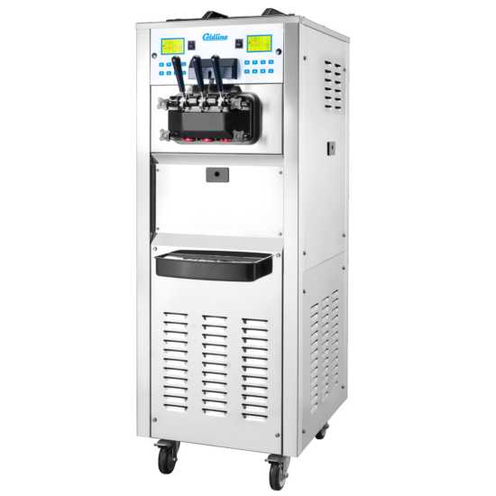 Coldline NEO-F3 Floor Standing Soft Serve Ice Cream Machine with Air Pump, 2 Hoppers and 3 Dispensers