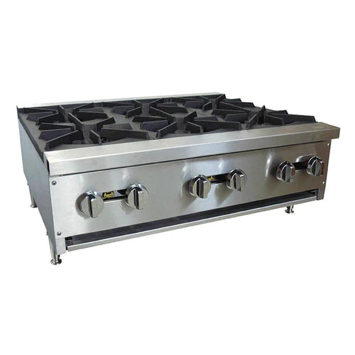 Cookline CHP-36-6 36" Gas Six Burner Commercial Countertop Hot Plate - 150,000 BTU