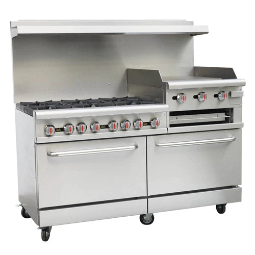 Cookline CR60-24RG-NG 60" 6 Burner Natural Gas Range with 2 Ovens with 24" Raised Griddle and Broiler - 278,000 BTU