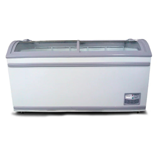 Coldline XS500YX 58" Curved Glass Top Display Ice Cream Freezer with LED and 5 Baskets