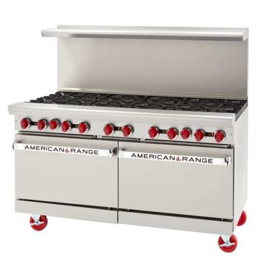 American Range AR-10 60" 10 Burner Gas Range with (2) Standard Ovens - NG