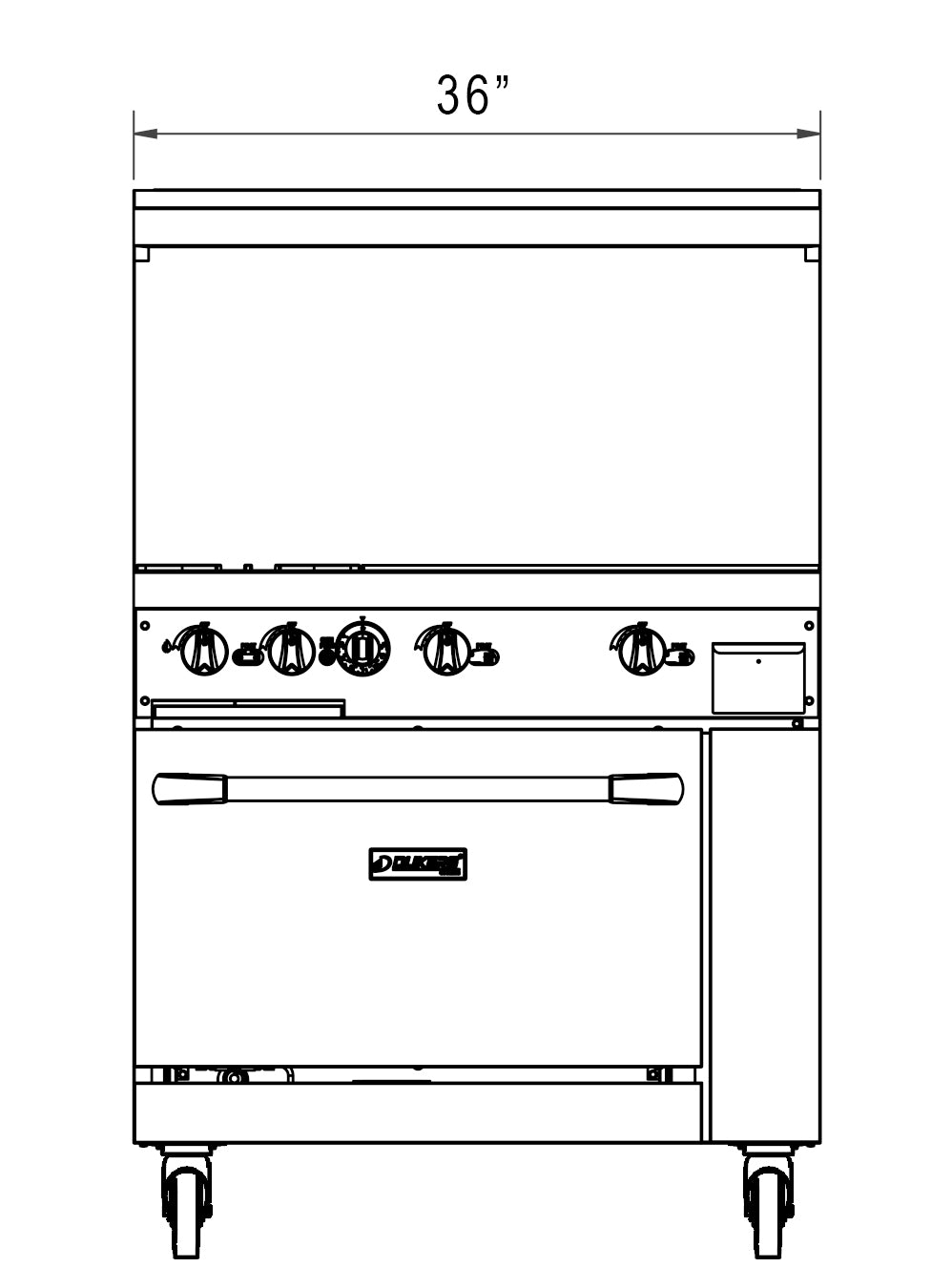 Dukers DCR36-2B24GM 36″ Gas Range with Two (2) Open Burners & 24″ Griddle