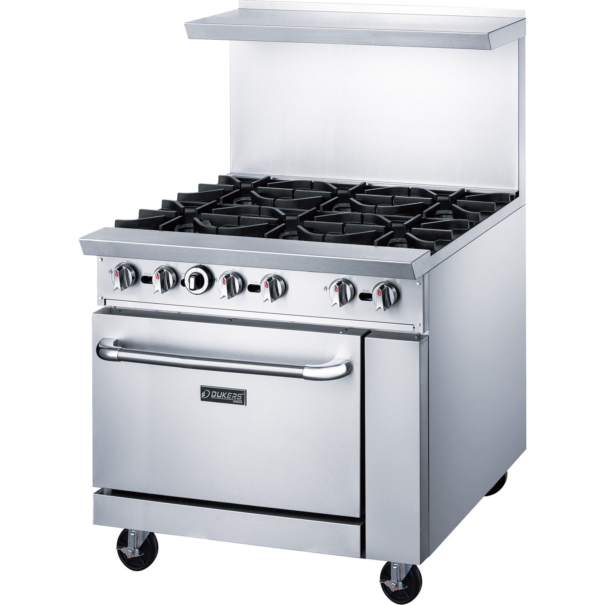 Dukers DCR36-6B 36″ Gas Range with Six (6) Open Burners