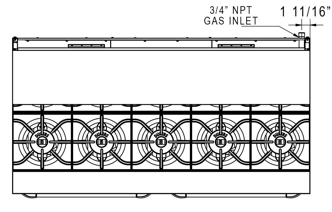 Dukers DCR60-10B 60″ Gas Range with Ten (10) Open Burners