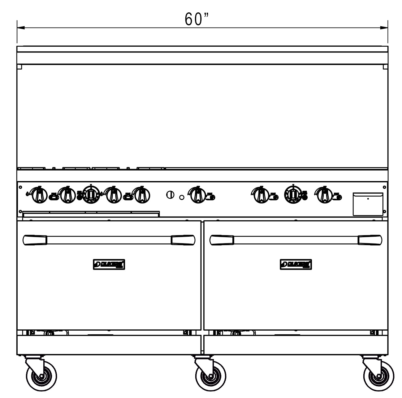 Dukers DCR60-4B36GM 60″ Gas Range with Four (4) Open Burners & 36″ Griddle