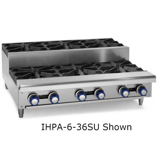 Imperial IHPA-6-36SU-LP 36" 6 Step-Up Burner Countertop Liquid Propane Gas Hotplate