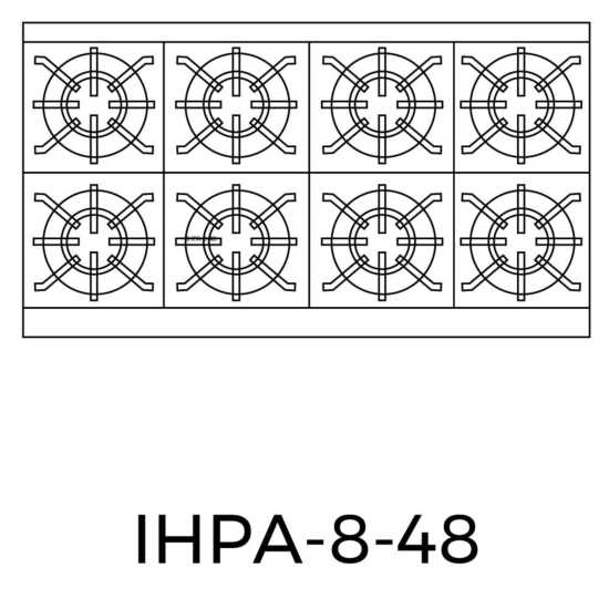 Imperial IHPA-8-48-LP 48" 8 Burner 31" Depth Countertop Liquid Propane Gas Hotplate