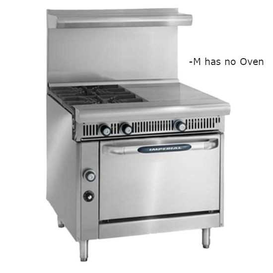 Imperial IHR-2-1HT-M-LP Spec Series 36" 2 Burner & 18" Hot Top Modular/Countertop Heavy Duty Liquid Propane Gas Range