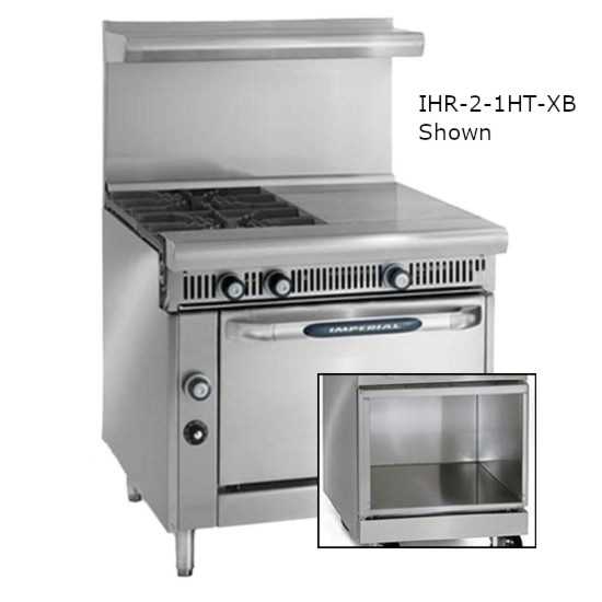 Imperial IHR-4-1HT-XB-LP Spec Series 36" 4 Burner & 12" Hot Top Heavy Duty Open Cabinet Base Liquid Propane Gas Range