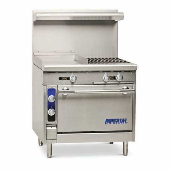 Imperial IHR-G18-2-NG Spec Series 36" Two Burner & 18" Griddle Heavy Duty Natural Gas Range w/ Standard Oven