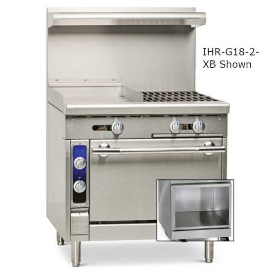 Imperial IHR-GT24-2-XB-NG Spec Series 36" 2 Burner & 24" Griddle Heavy Duty Open Cabinet Base Natural Gas Range w/ Thermostatic Controls