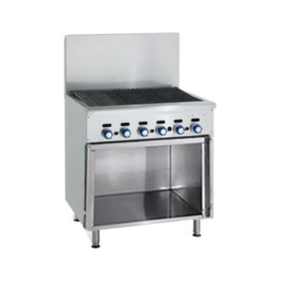 Imperial IHR-RB-XB-NG Spec Series 36" Radiant Char-broiler Heavy Duty Natural Gas Range w/ Open Cabinet Base