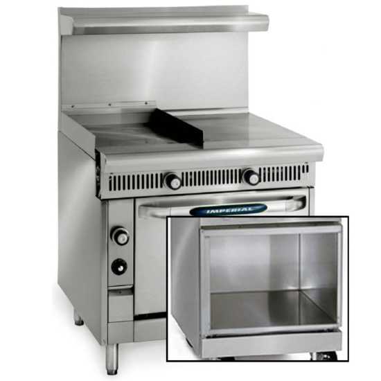 Imperial IHR-G18-1HT-XB-NG Spec Series 36" 18" Griddle & 18" Hot Top Heavy Duty Open Cabinet Base Natural Gas Range