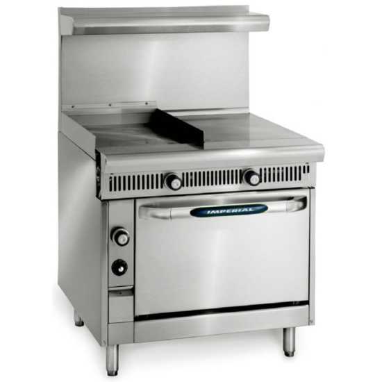 Imperial IHR-GT18-1HT-NG Spec Series 36" Heavy Duty Natural Gas Range w/ 18" Griddle, 18" Hot Top, Standard Oven & Thermostatic Controls