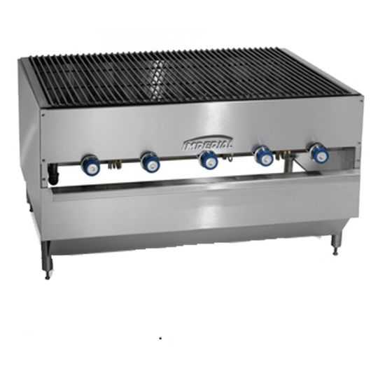 Imperial ICB-4836-NG 48"W x 36"D Natural Gas 5 Stainless Steel Burners Chicken Countertop Charbroiler