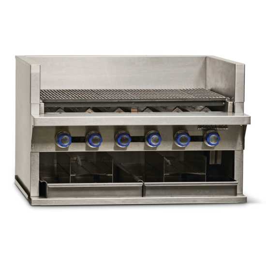 Imperial IABA-36-NG 36" 6 Burner Stainless Steel Countertop Smoke Broiler - Natural Gas