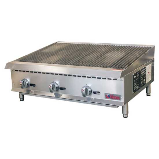 Imperial IRB-36-LP 36" Stainless Steel Liquid Propane Gas Countertop Charbroiler with 6 Radiant Burners