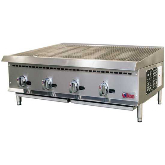 Imperial IRB-48-NG 48" Stainless Steel Natural Gas Countertop Charbroiler with 8 Radiant Burners