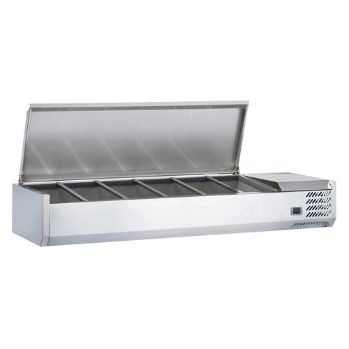 Coldline CTP60SS 60" Refrigerated 6 Pan Stainless Steel Top Cover Countertop Salad Bar