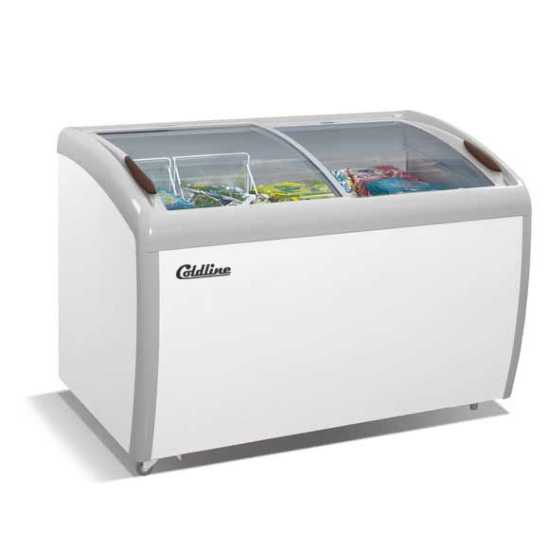 Coldline XS260 39" Curved Glass Ice Cream Freezer with LED Lighting | 10 Cu. Ft.