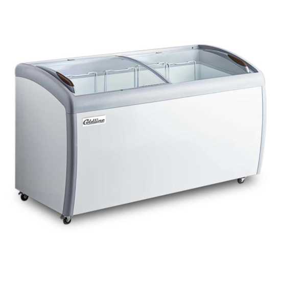 Coldline XS360 50" Curved Glass Ice Cream Freezer with LED Lighting | 13 Cu. Ft.