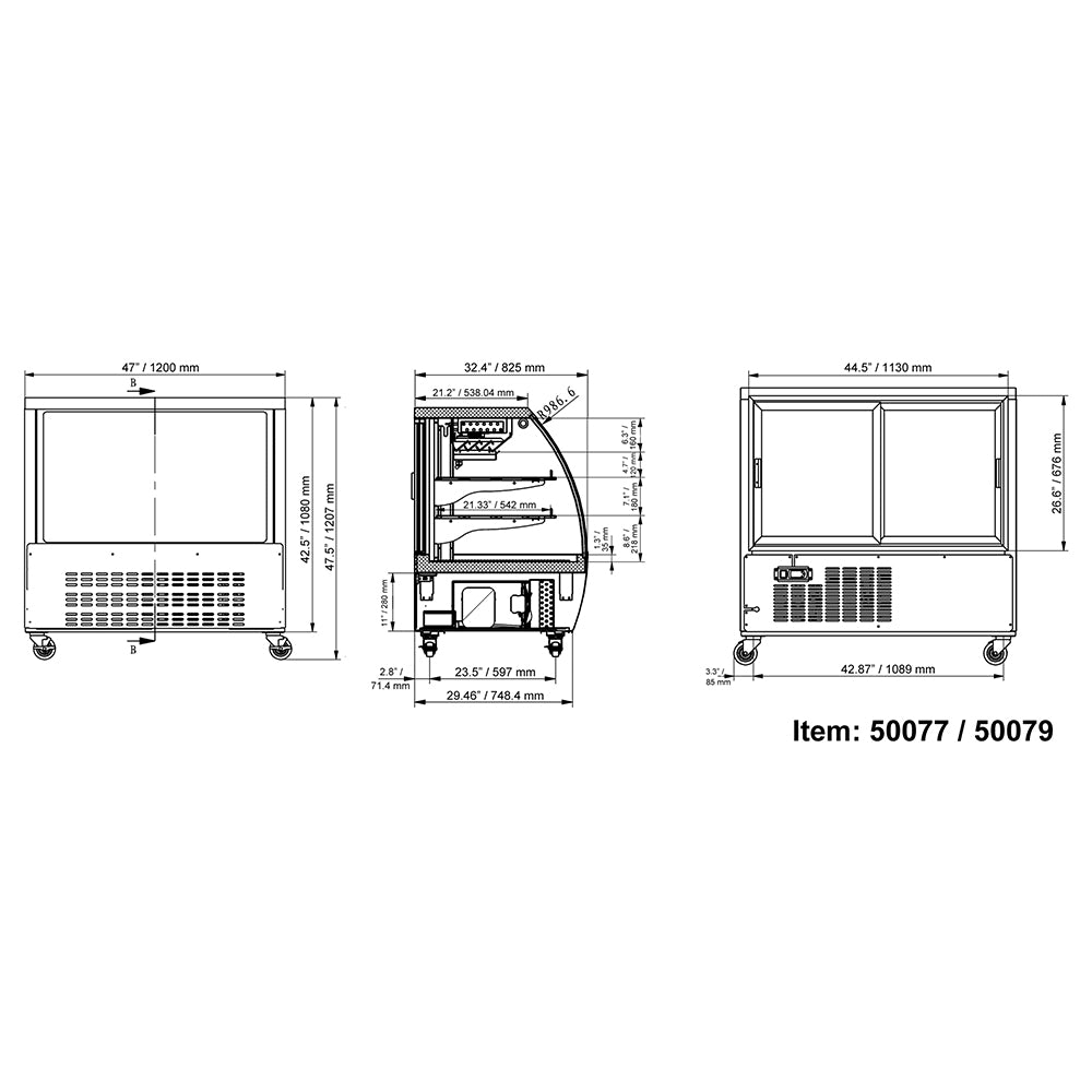 Omcan  50077 47" Refrigerated Floor Showcase  (3) Levels