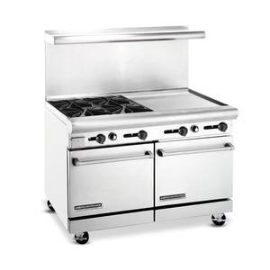 American Range AR-36G-4B 60" 4 Burner Gas Range with 36" Griddle and (2) Standard Ovens - NG