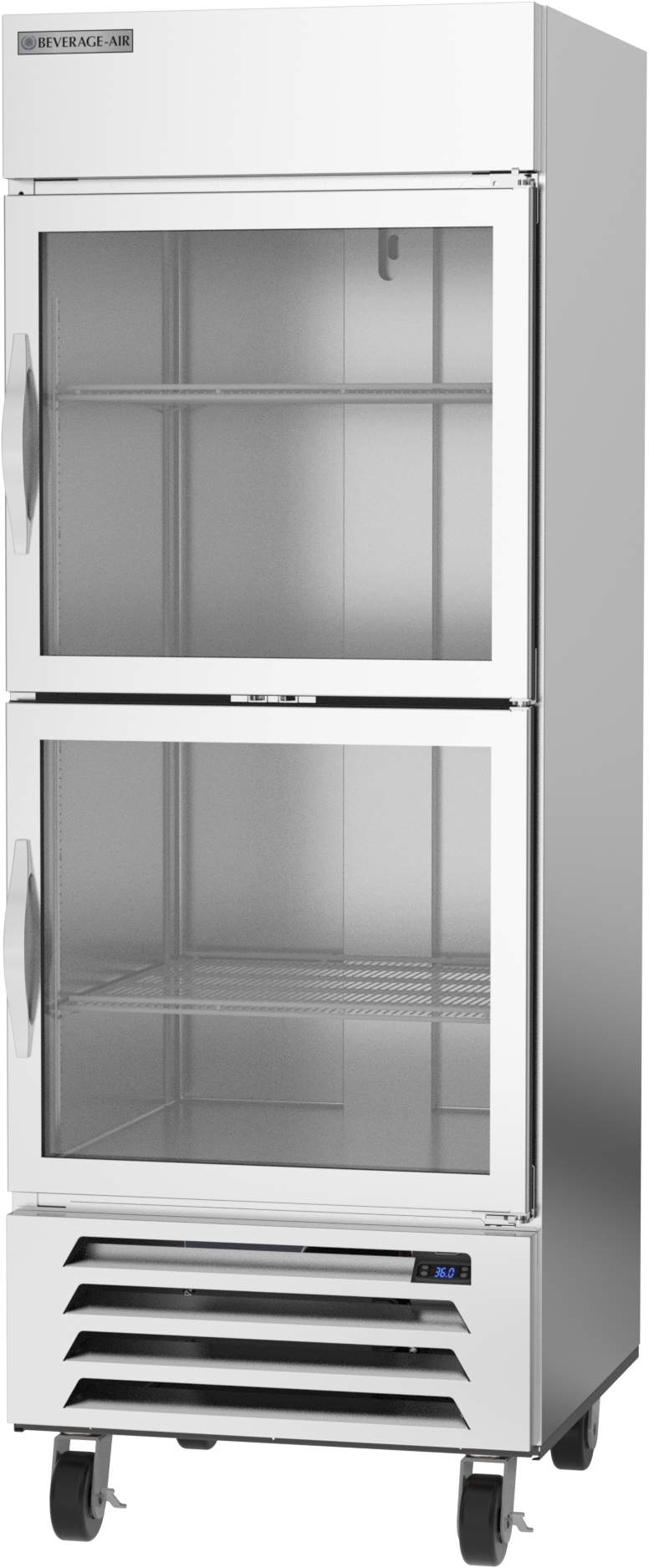 Beverage Air HBR27HC-1-HG 2 Glass Half-Door Bottom Mount Refrigerator 30"