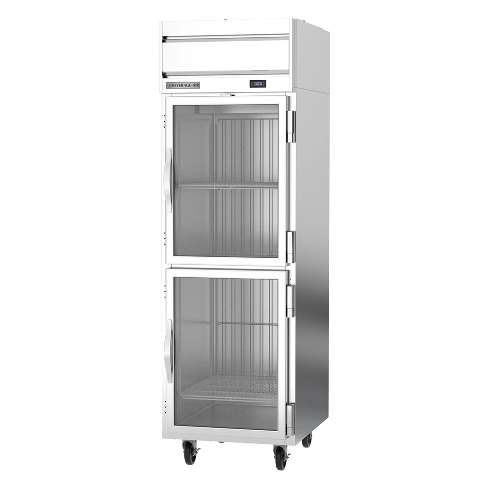 Beverage Air HFPS1HC-1HG 2 Glass Half-Doors Top Mount Freezer Stainless Steel Front, Sides & Interior