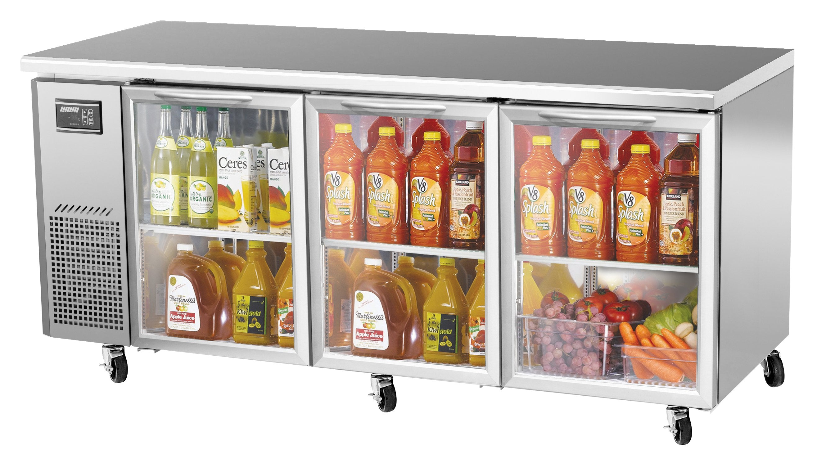 Turbo Air JUR-72-G-N 3 Glass Doors Undercounter Refrigerator, Side Mount