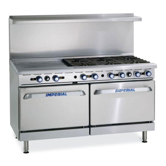 Imperial IR-6-G24-LP 60" 6 Burner Gas Range with Griddle & (2) Standard Ovens LP